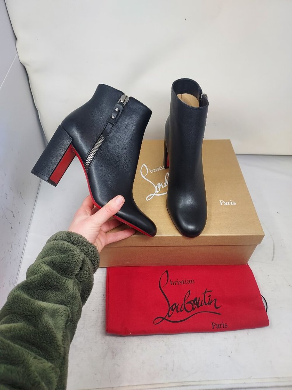 Christian Louboutin Black Ziptotal Black Ankle Boot